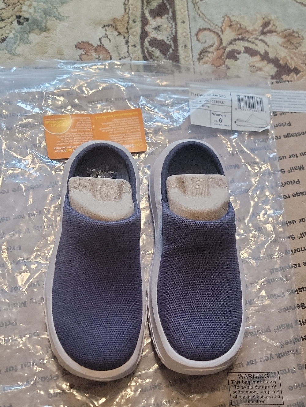 Slip-On Knit Clog Mules in Blue